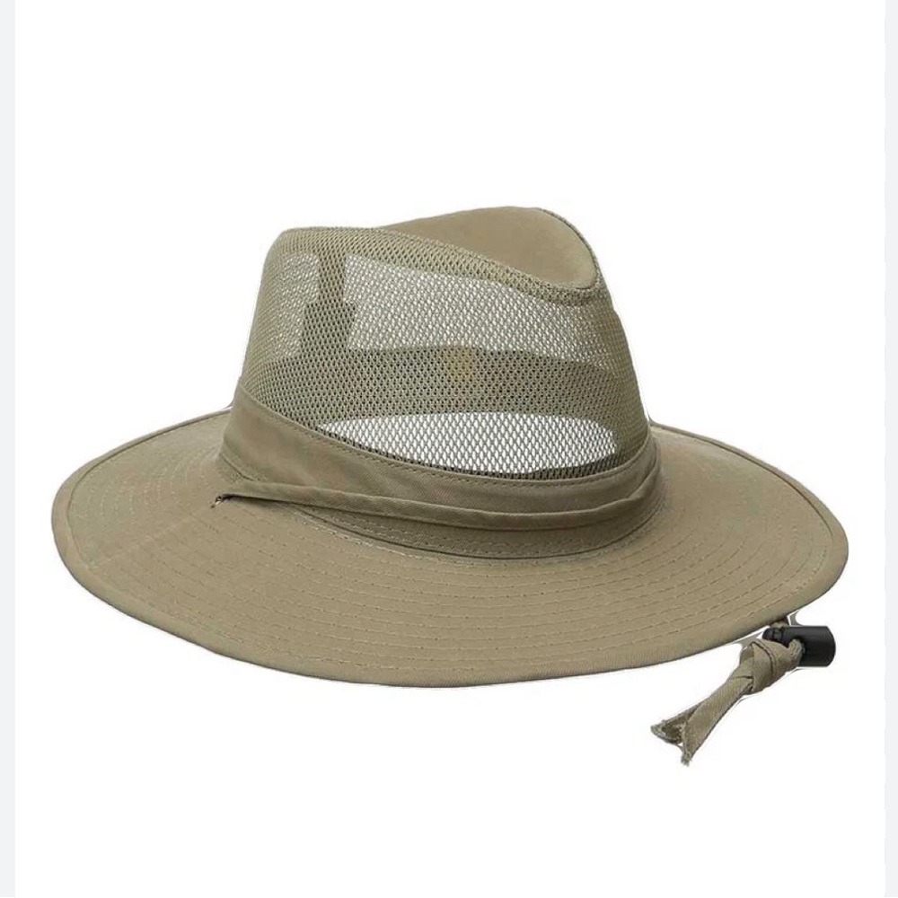 Dorfman Pacific Men's Brushed Twill-and-Mesh Safari Hat Size Medium